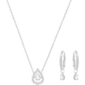 Swarovski Sparkling Dance Pear Set, Small, White, Rhodium Plating