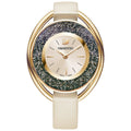 Swarovski Crystalline Oval Watch, Leather Strap, Beige, Rose Gold Tone