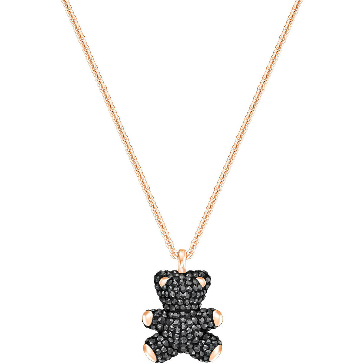 Swarovski Teddy 3D Pendant, Black, Rose Gold Plating
