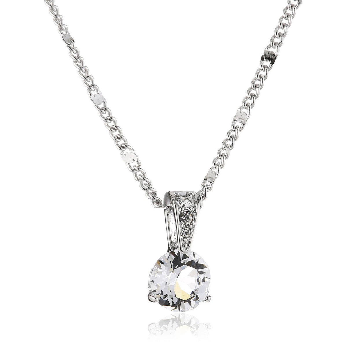 Swarovski Solitaire Pendant, White, Rhodium Plating