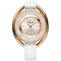 Swarovski Crystalline Oval Watch, Leather Strap, White, Rose Gold Tone