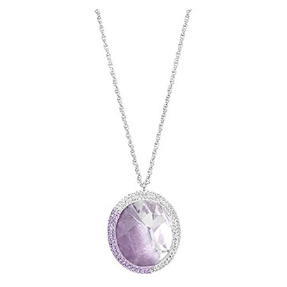 Swarovski Oval Pendant Shrt W Cry Viol Rhs Amet Sp