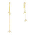 APM Yellow Silver Laurel Leaves Long Earrings