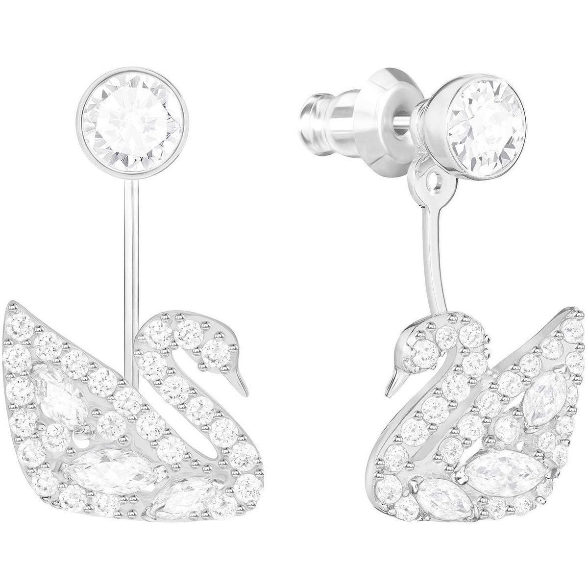 Swarovski Swan Lake Pierced Earring Jackets, White, Rhodium Plating
