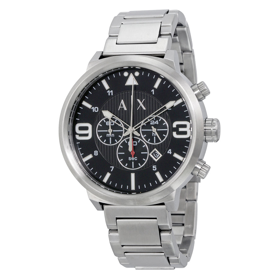 Armani Exchange ATLC Black Dial Men's Chronograph Stainless Steel Watch