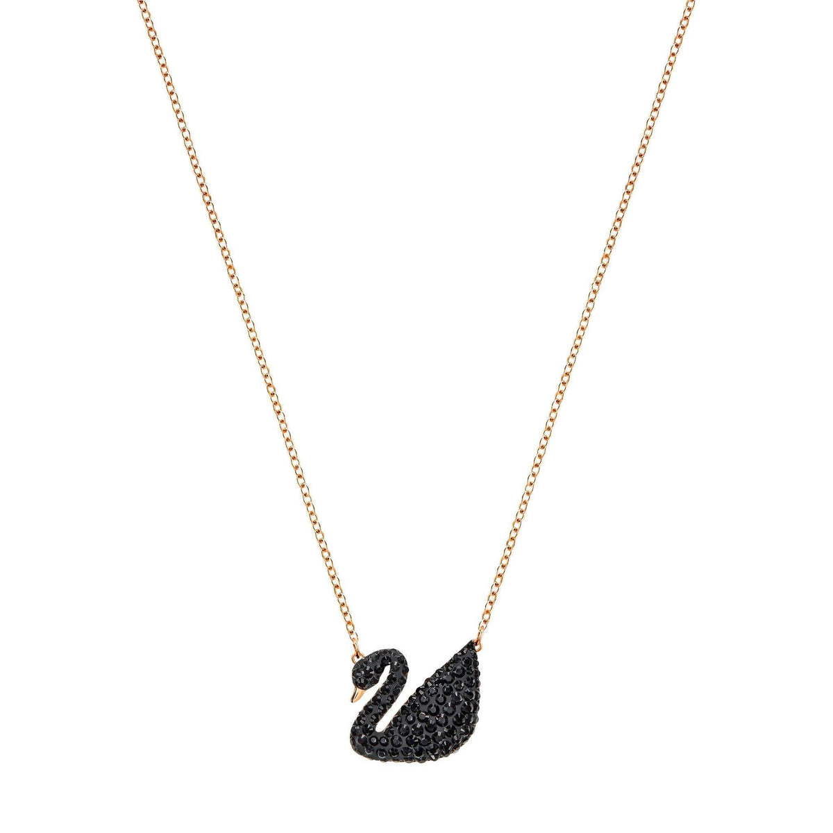 Swarovski Iconic Swan Pendant, Black, Rose Gold Plating