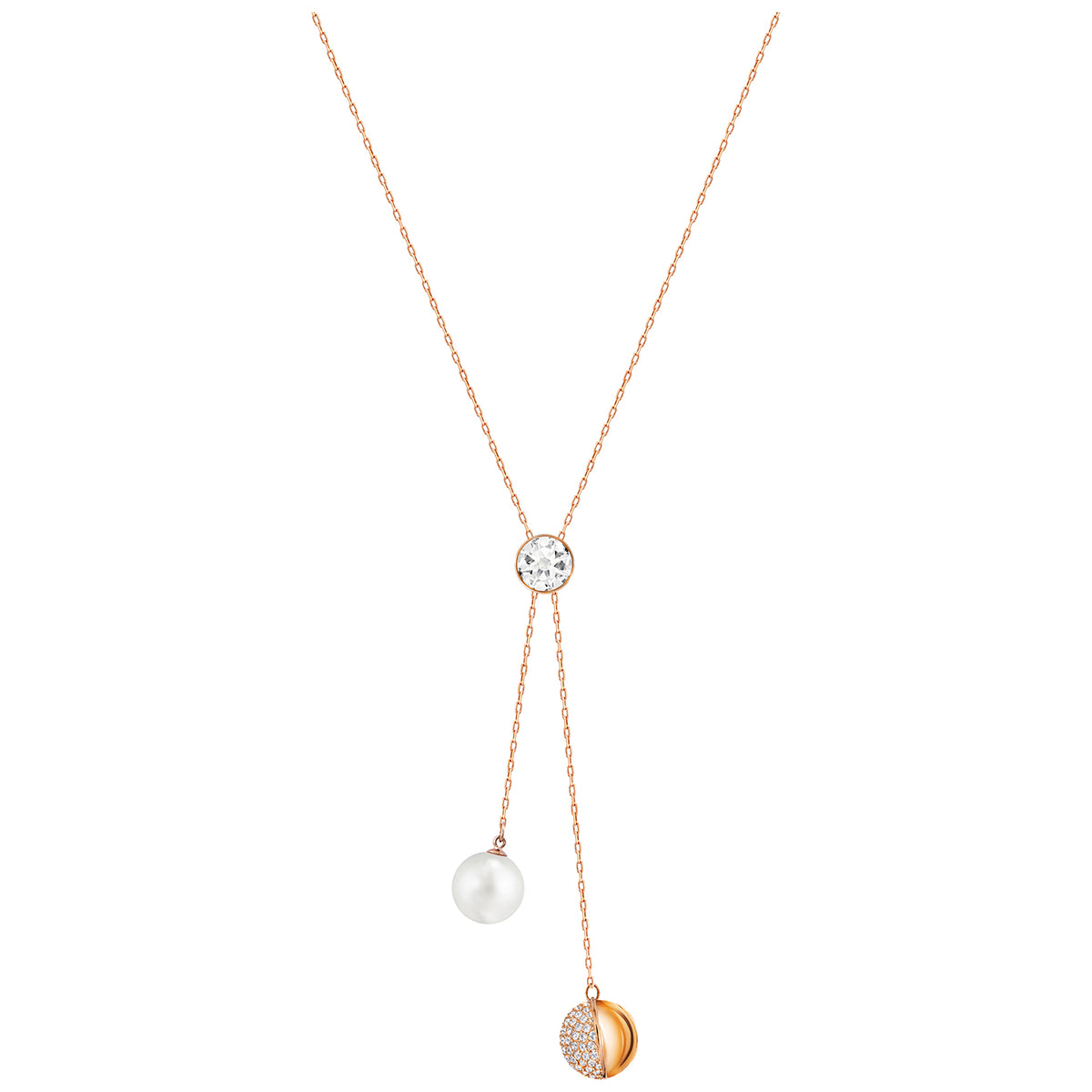 Swarovski Forward Y Necklace, Small, White, Rose Gold Plating