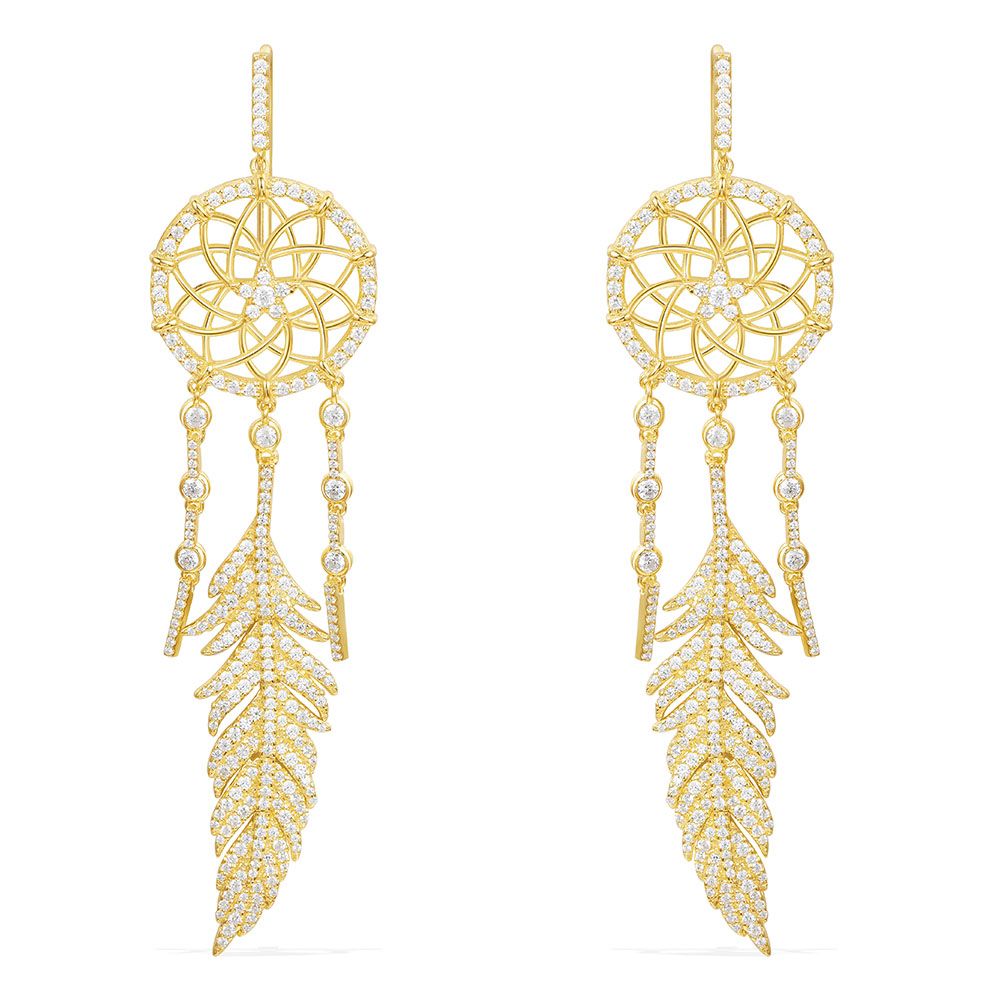 APM Yellow Silver Dream Catcher Earrings