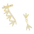 APM Yellow Silver Asymmetric Laurel Leaves Clip Earrings