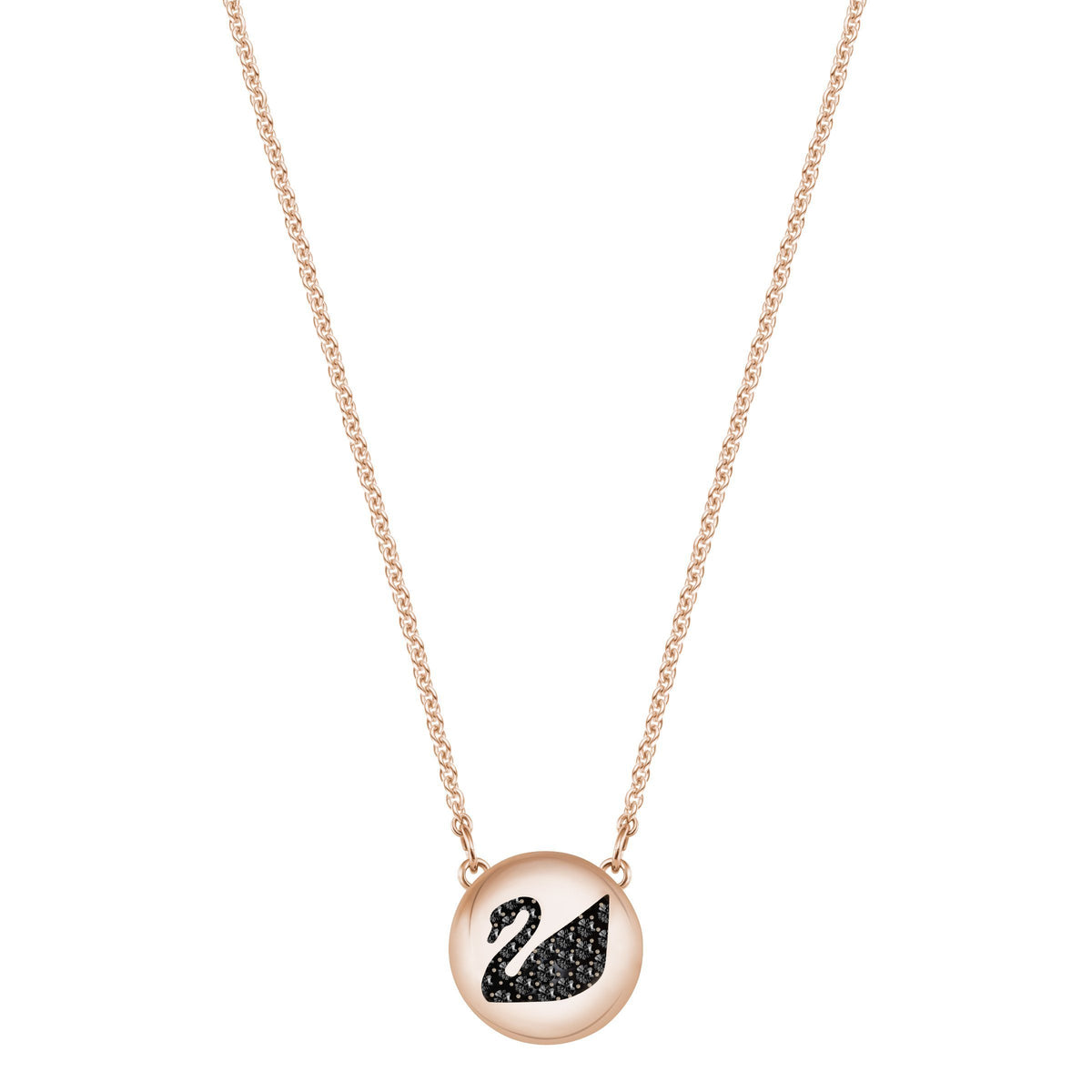 Swarovski Hall Swan Pendant, Gray, Rose Gold Plating