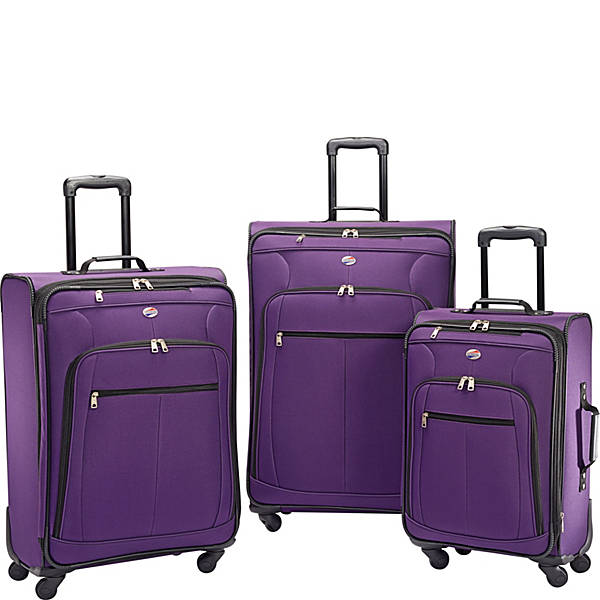 American Tourister 3 Piece Spinner Luggage Set (21 /25/ 29), Purple