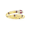 APM Yellow Silver Uraeus Ring With Synthetic Red Stone