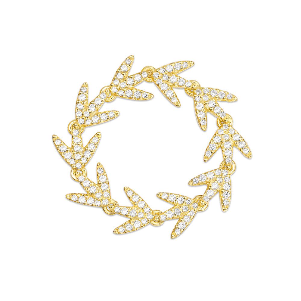 APM Yellow Silver Laurel Leaves Ring