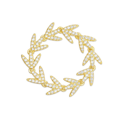 APM Yellow Silver Laurel Leaves Ring