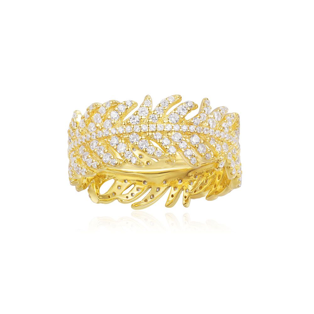 APM Yellow Silver Feather Ring
