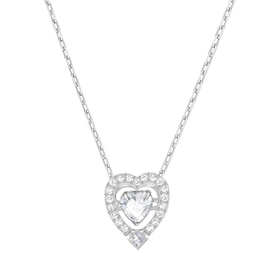 Swarovski Sparkling Dance Heart Necklace, White, Rhodium Plating