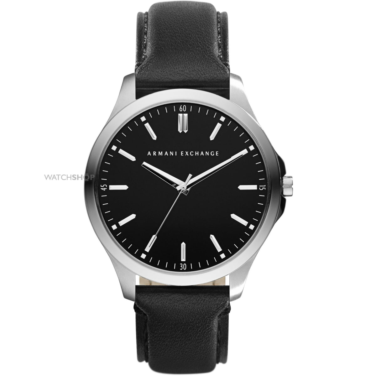 Armani Exchange Hampton Black Dial Black Leather Men's Watch