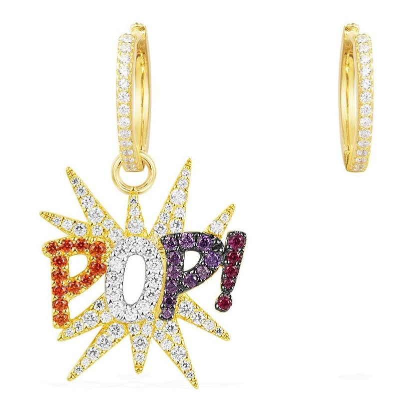 APM Asymmetric Yellow Silver Pop Multicolor Earrings