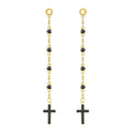 Swarovski Mini Cross Pierced Earrings, Gray, Gold Plating