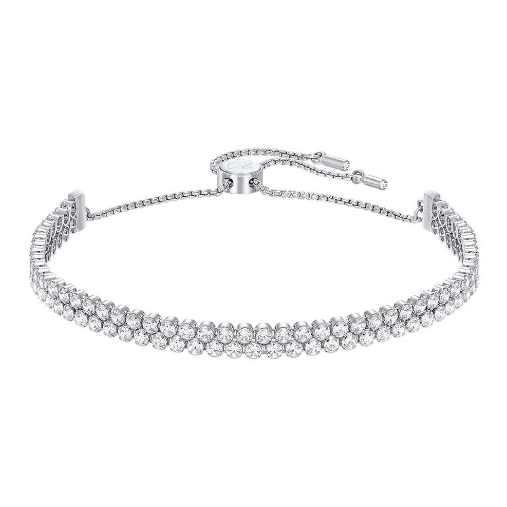 Swarovski Subtle Double Bracelet, White, Rhodium Plating