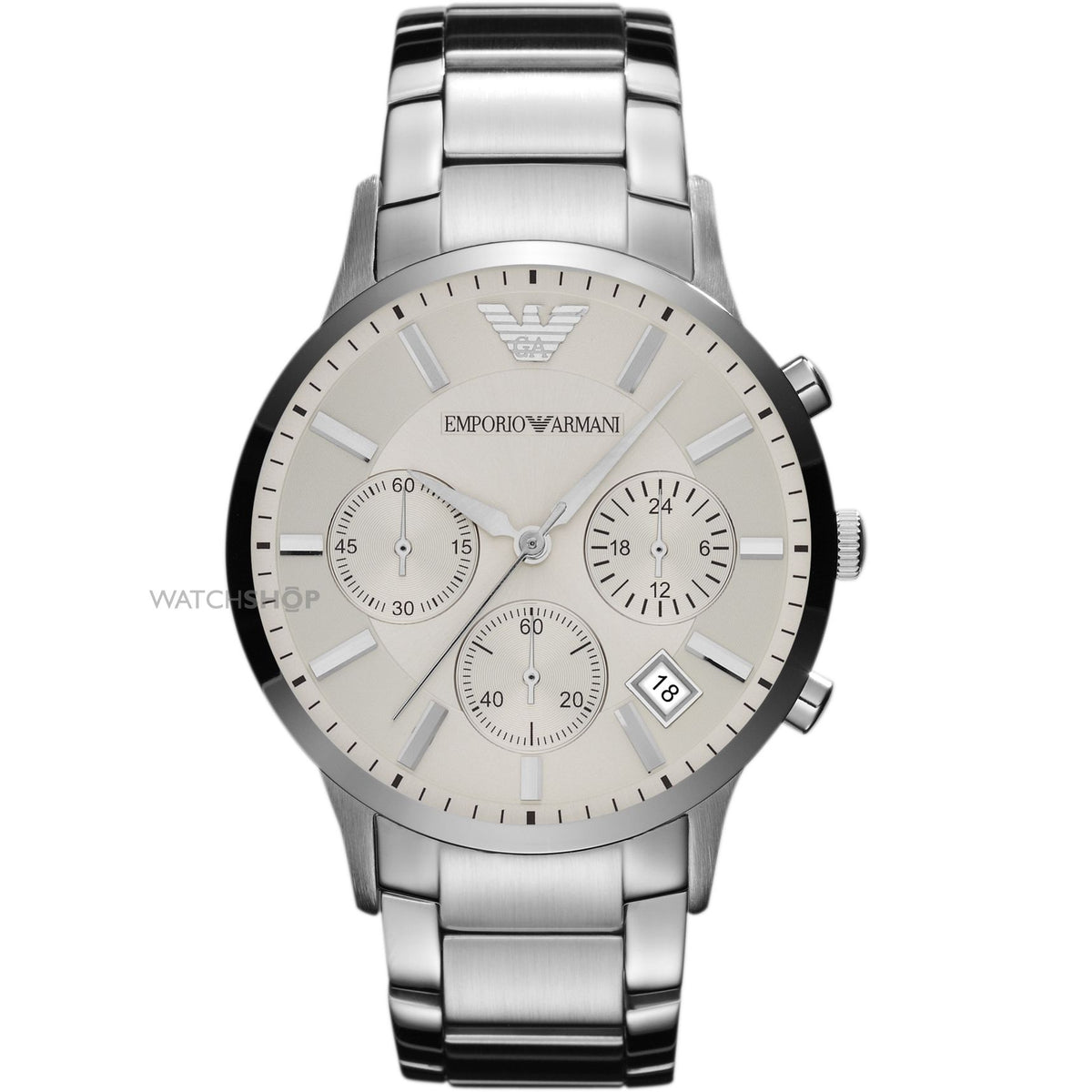EMPORIO ARMANI Sportivo Chronograph Cream Dial Stainless Steel Men's Watch