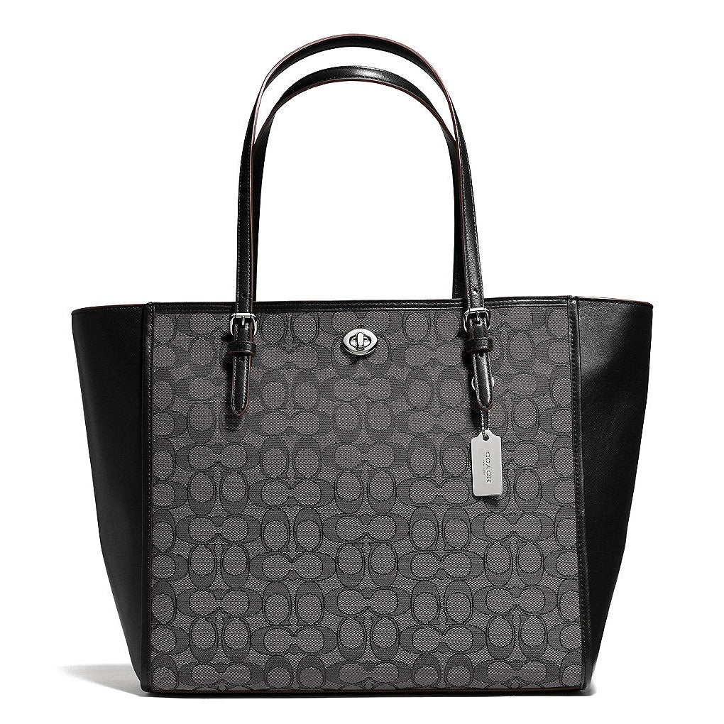 Coach TURNLOCK tote in signature jacquard
