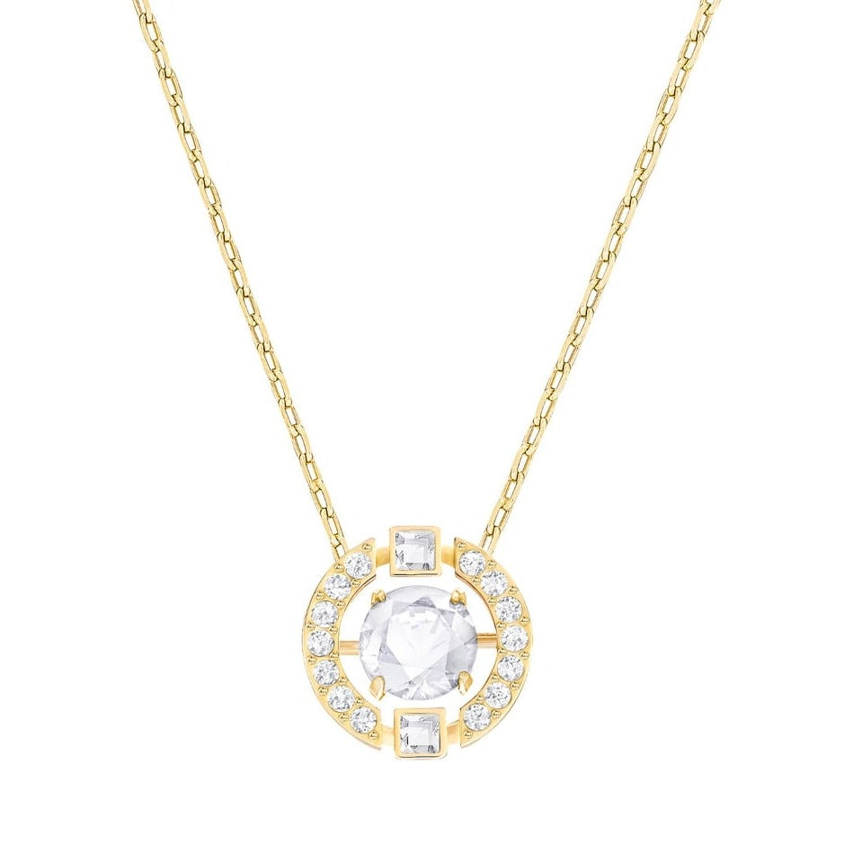 Swarovski Sparkling Dance Round Necklace, White, Gold Plating