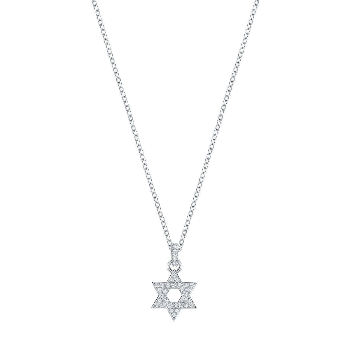 Swarovski Star Of David Pendant, White, Rhodium Plating