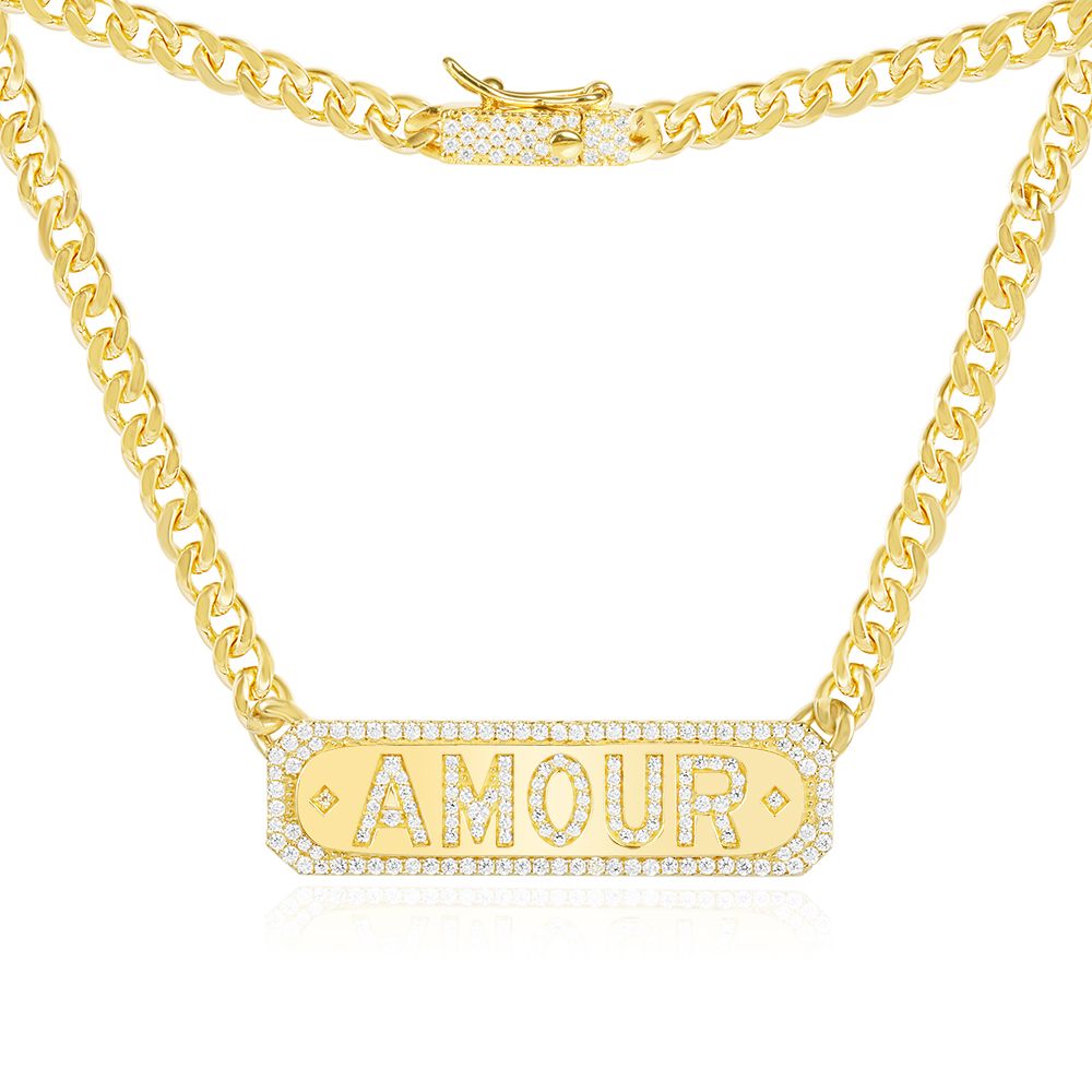 Apm Yellow Silver Amour Chain Necklace