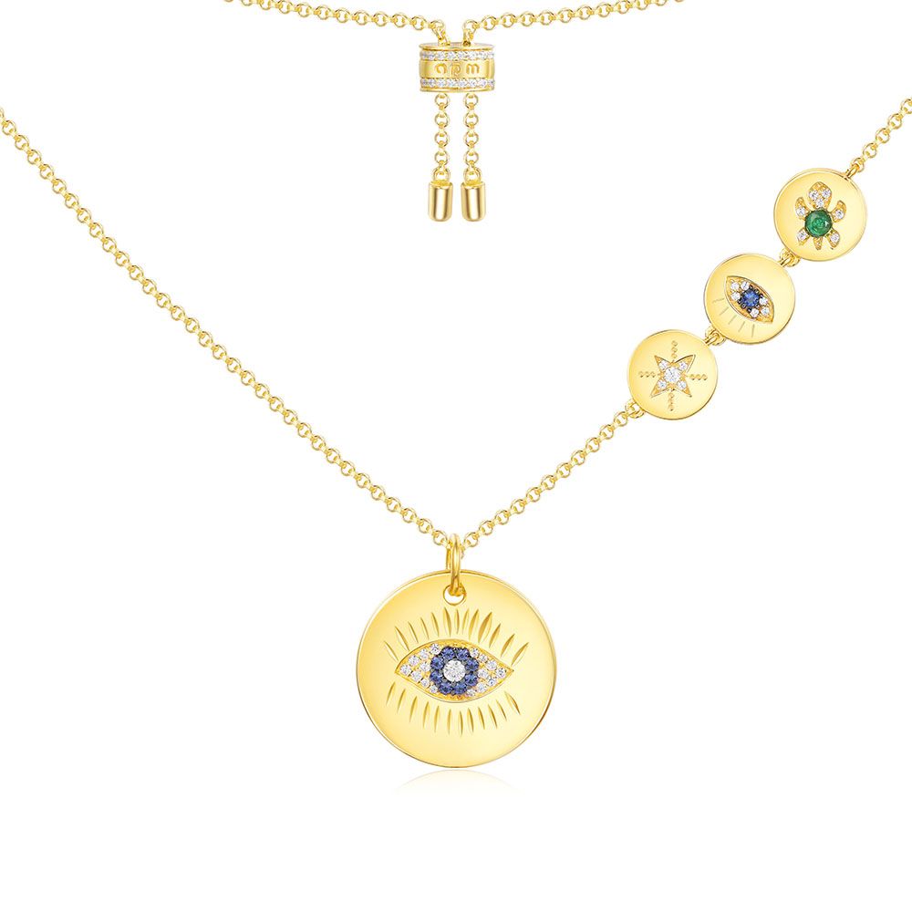 APM Yellow Silver Lucky Eye Pendant Necklace