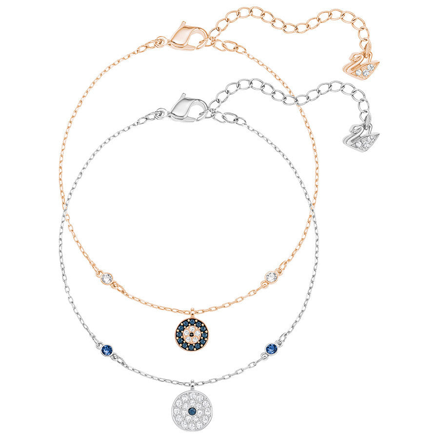 Swarovski Crystal Wishes Evil Eye Bracelet Set, Blue, Mixed Plating