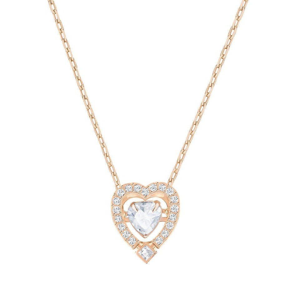 Swarovski Sparkling Dance Heart Necklace, White, Rose Gold Plating
