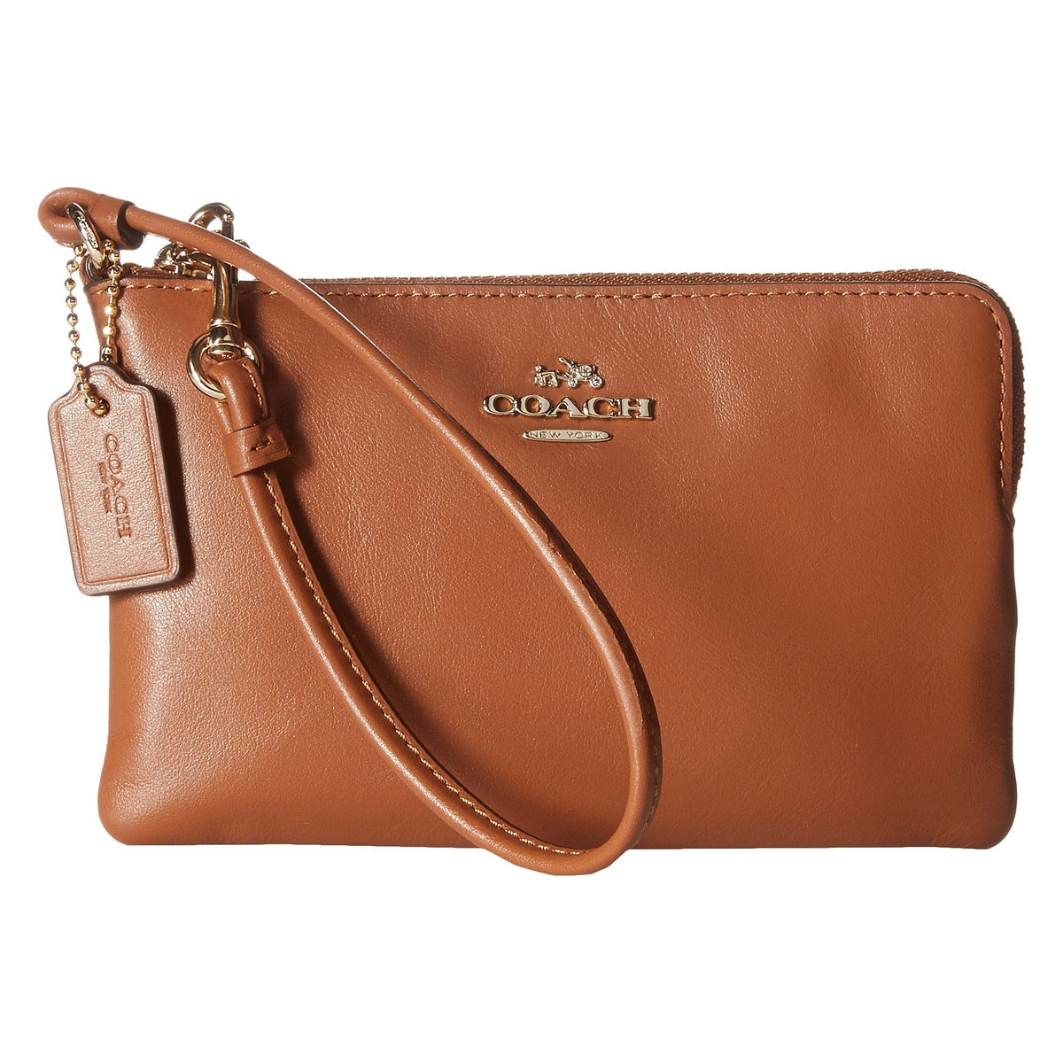 Coach Black Smooth Corner Zip Wristlet