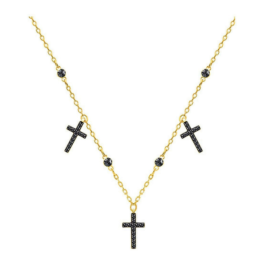 Swarovski Mini Cross Choker, Gray, Gold Plating