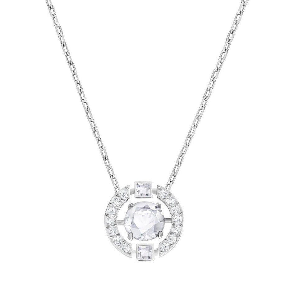 Swarovski Sparkling Dance Round Necklace, White, Rhodium Plating