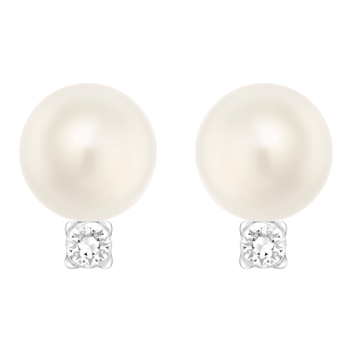 Swarovski Tricia Pierced Earrings, White, Rhodium Plating