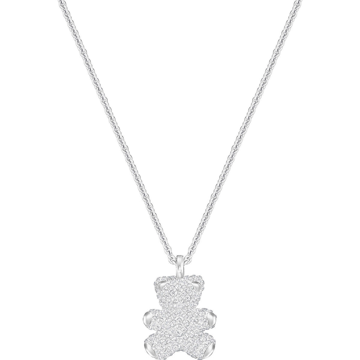 Swarovski Teddy 3D Pendant, White, Rhodium Plating