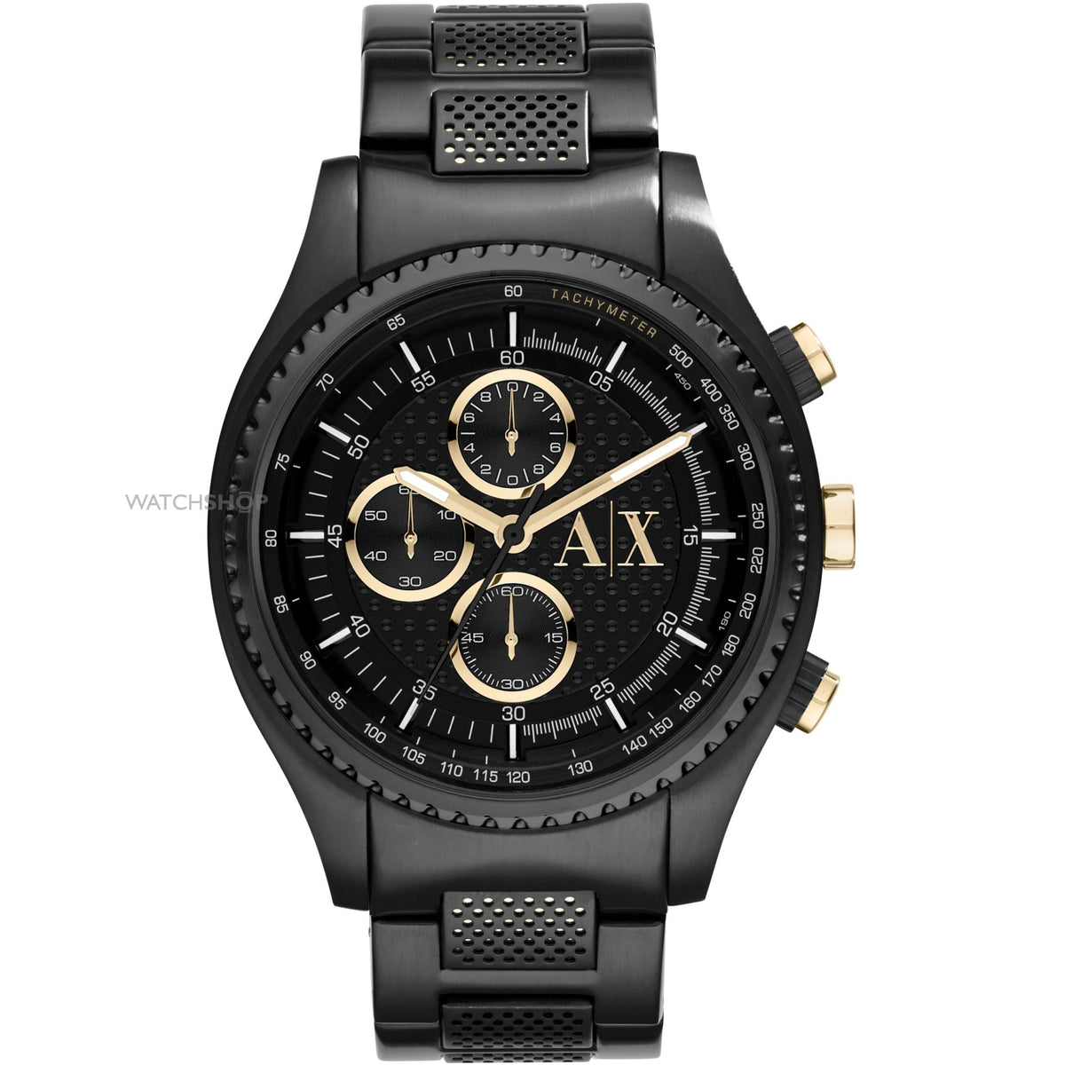 Armani Exchange Chronograph Black Dial Black Ion-plated Watch