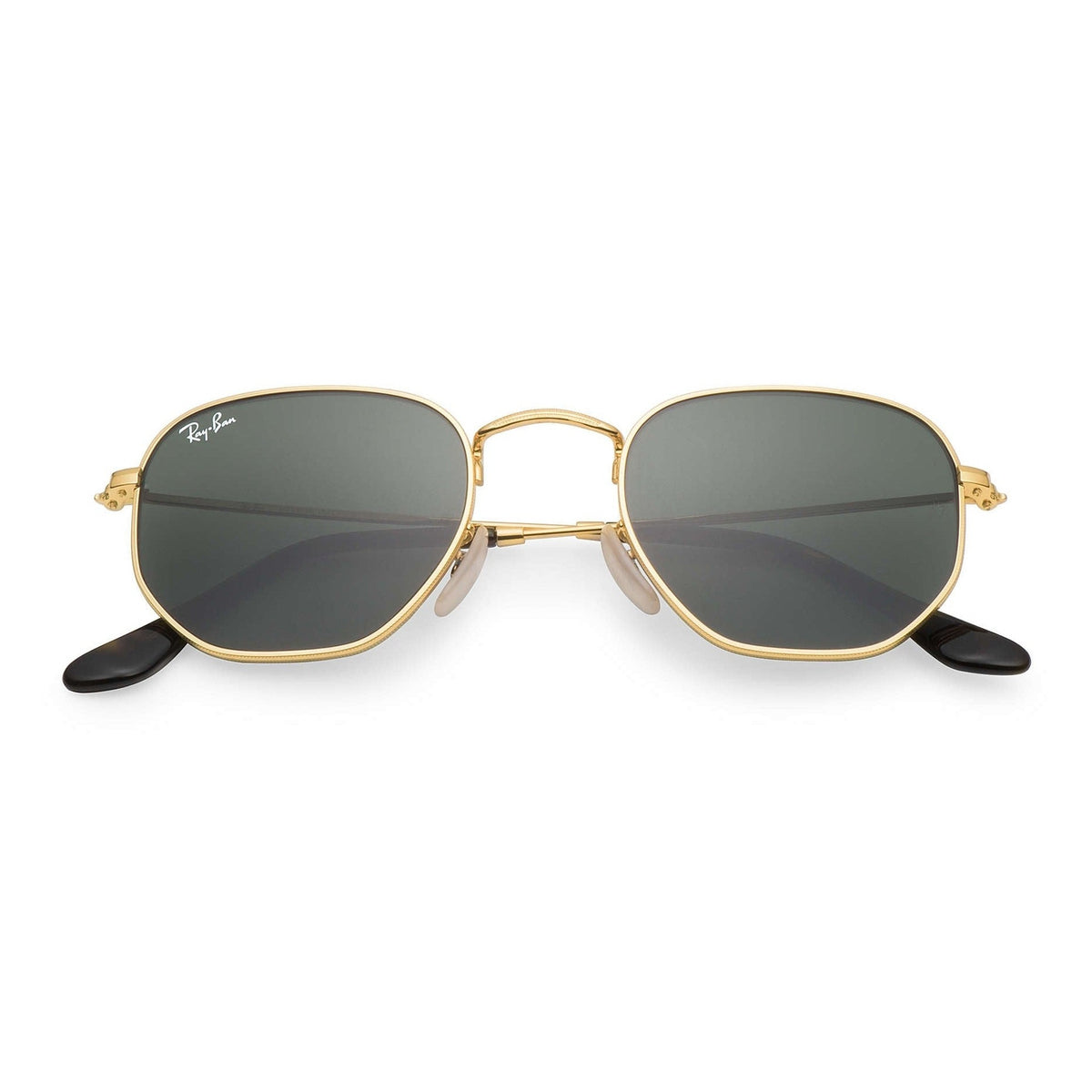 Ray-Ban Hexagonal Flat Green Lenses Sunglasses with Gold frame