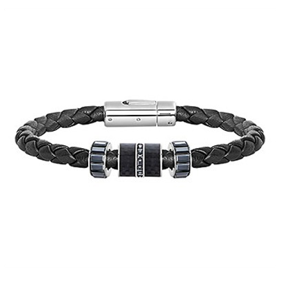Swarovski Diagonal Bracelet Lthr Jet Cry Bl L