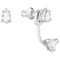 Swarovski Attract Triangle Pierced Earrings With Jacket, White, Rhodium Plating