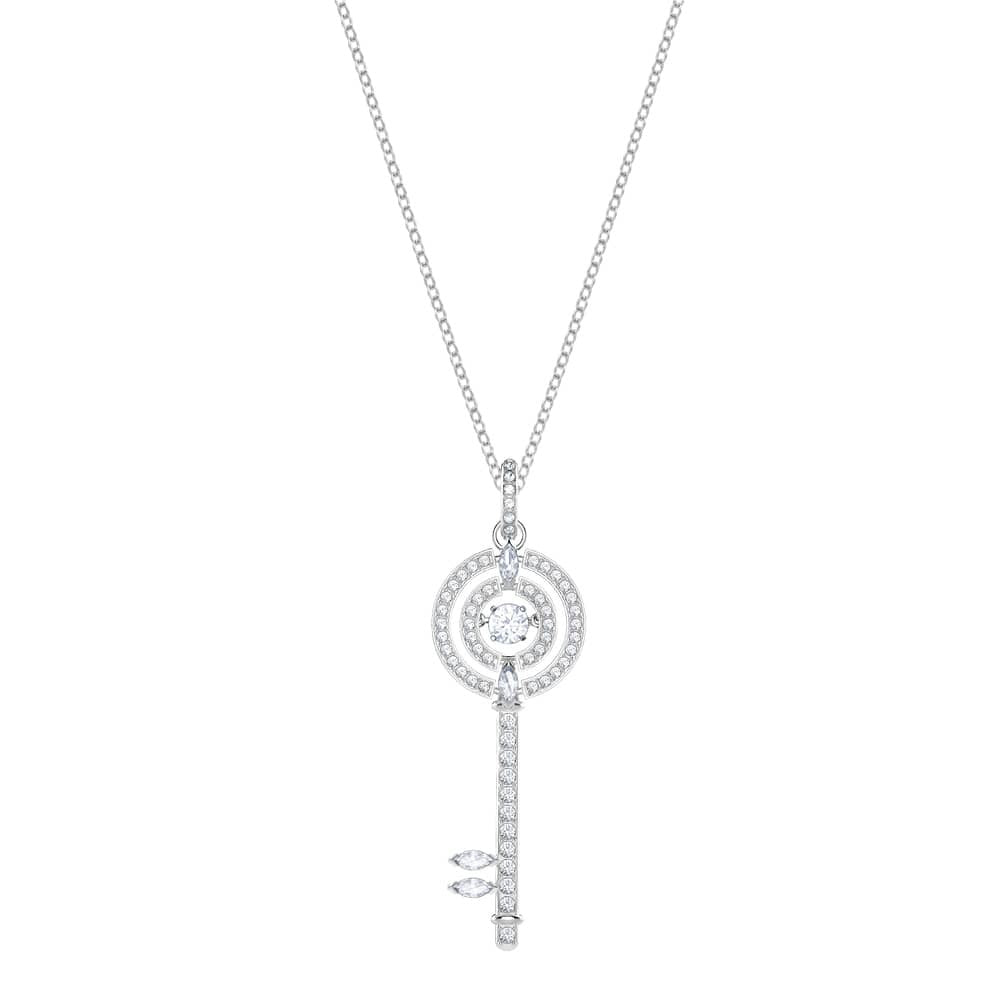 Swarovski Sparkling Dance Key Pendant, White, Rhodium Plating