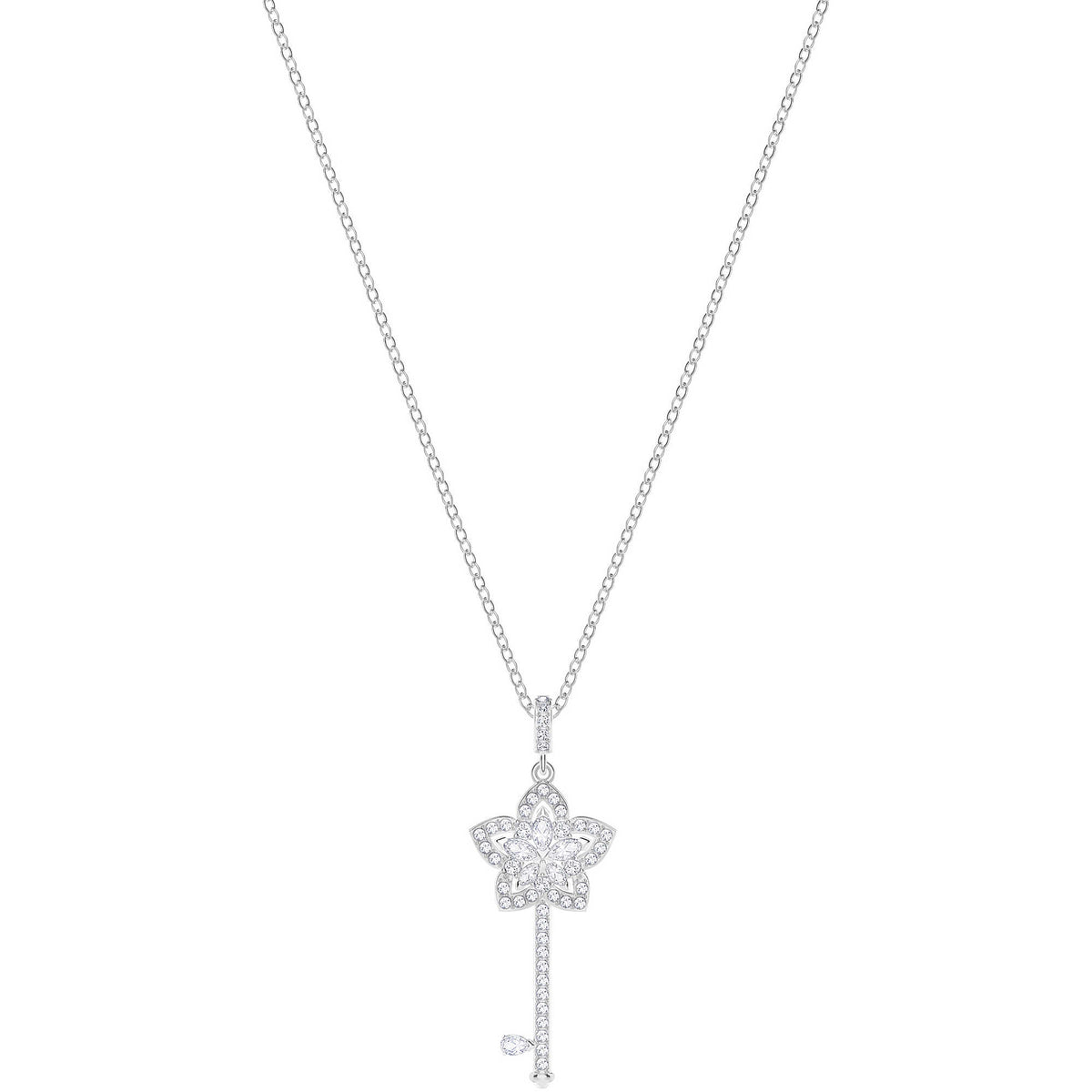 Swarovski Lady Key Pendant, White, Rhodium Plating