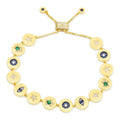 APM Yellow Silver Lucky Eye And Symbol Chain Pendant Bracelet