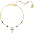 Swarovski Mini Cross Bracelet, Gray, Gold Plating