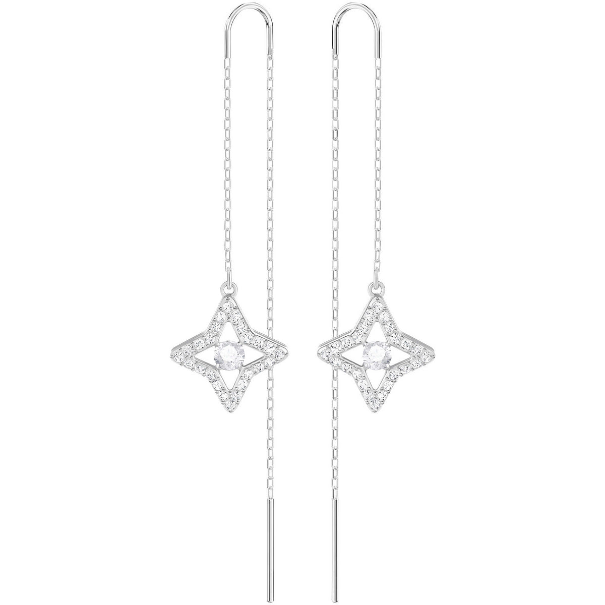 Swarovski Sparkling Dance Star Pierced Earrings, White, Rhodium Plating