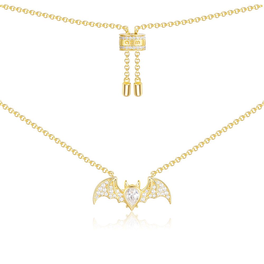 APM Yellow Silver Flying Bat Necklace