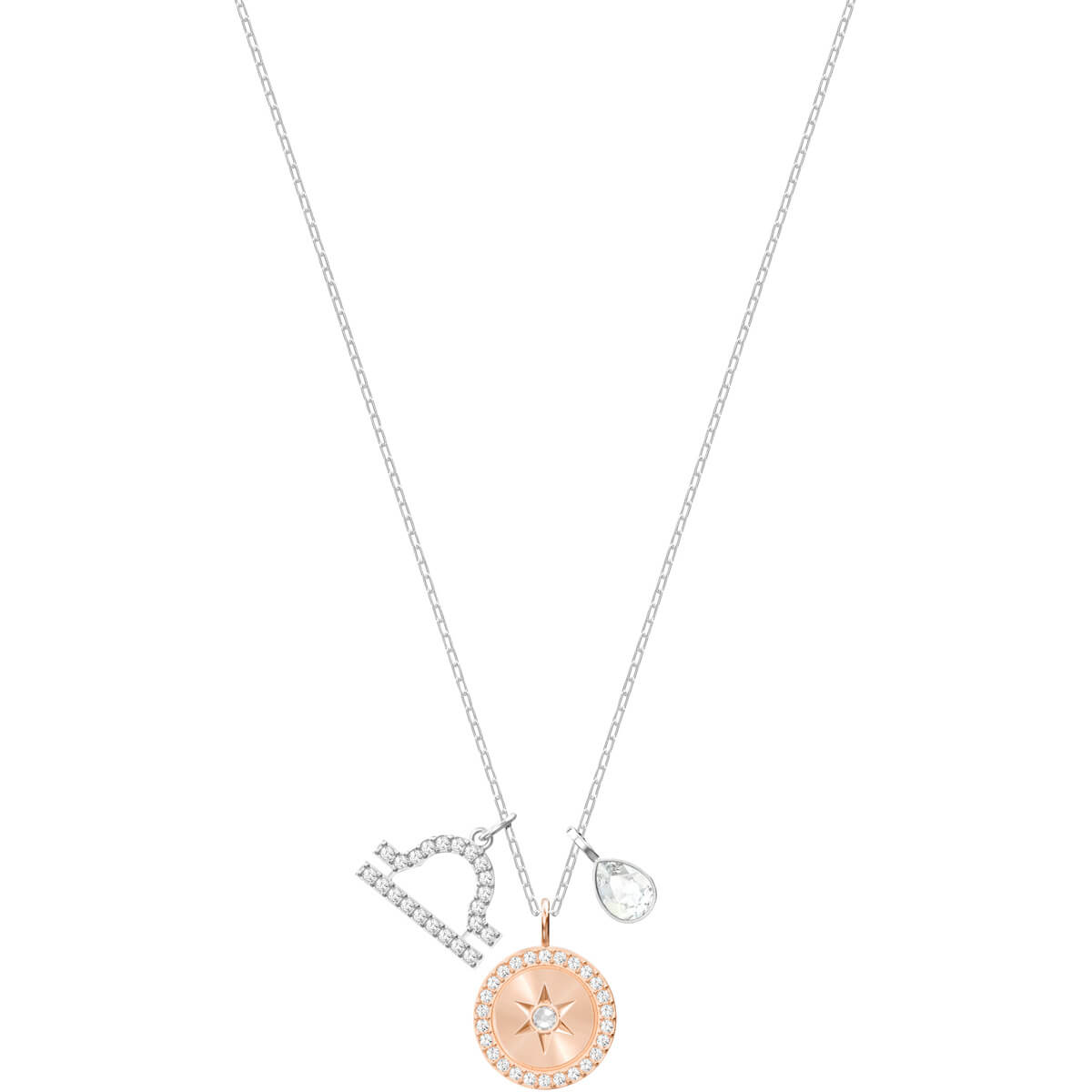 ZODIAC PENDANT, LIBRA, WHITE, RHODIUM PLATING