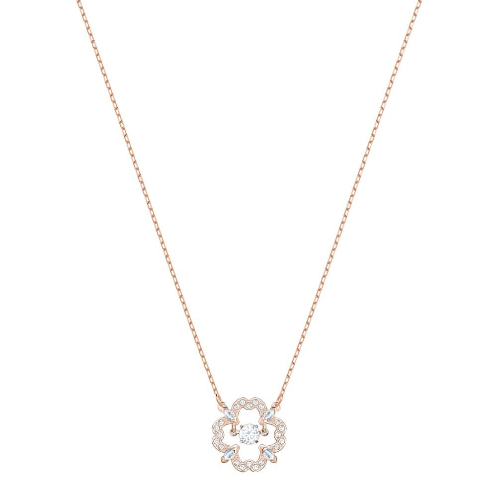 Swarovski Sparkling Dance Flower Necklace, White, Rose Gold Plating