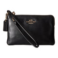 Coach Black Smooth Corner Zip Wristlet